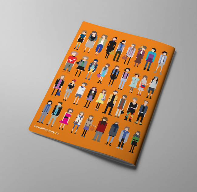 Обложка для паспорта "Пиксели" оранжевая