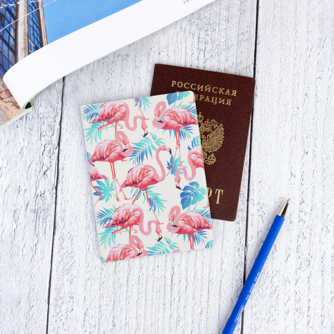 Обложка для паспорта "Розовый фламинго"