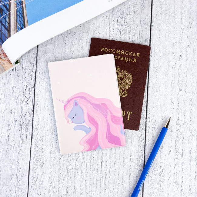 Обложка для паспорта "Сиреневая кошечка"