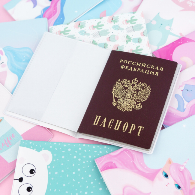 Обложка для паспорта "Сиреневая кошечка"