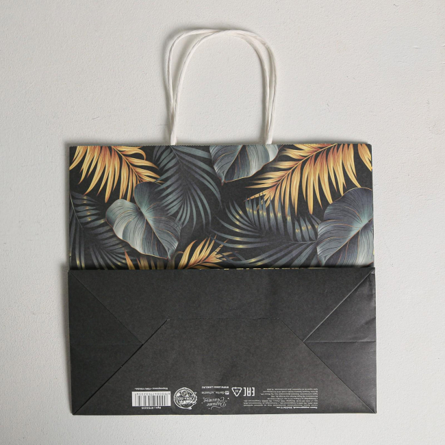 Пакет подарочный крафтовый «Тропики», 25 × 22 × 12 см