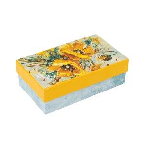 Подарочная коробка «Цветы», 12 х 7 х 4 см (желто-голубая)