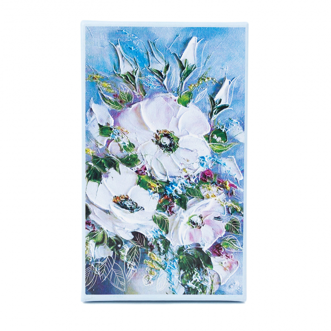 Подарочная коробка «Цветы» 14 х 8,4 х 4,5 см (голубая с розовым)