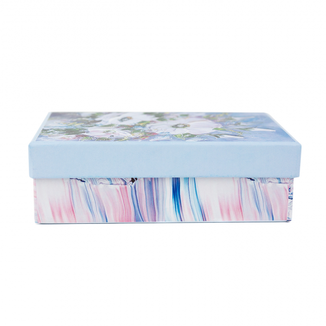 Подарочная коробка «Цветы» 14 х 8,4 х 4,5 см (голубая с розовым)