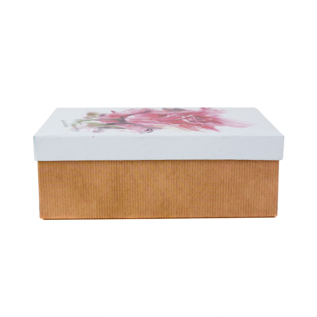Подарочная коробка «Цветы», 18 х 11 х 6,5 см (бело-оранжевая)
