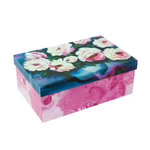 Подарочная коробка «Цветы», 24 х 15,5 х 9,5 см (красно-синяя)