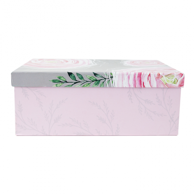 Подарочная коробка «Цветы», 28 х 18,5 х 11,5 см (розовая с зеленым)