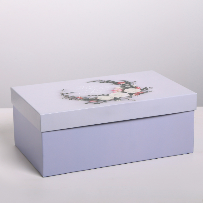 Подарочная коробка «Цветы», 32,5 х 20 х 12,5 см (пожелает сердце серая)