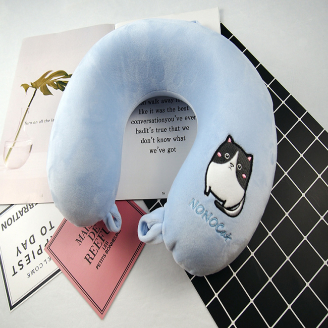 Подушка для путешествий "Cat", Memory Foam (голубая)