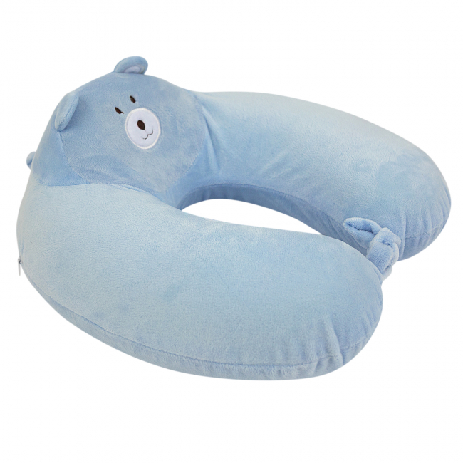Подушка для путешествий "Мишка", Memory Foam (голубая)