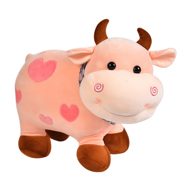 Игрушка-подушка "Коровка Мила", 25 см (розовая)