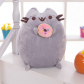 Игрушка-подушка "Кот с пончиком" (серый) 24см
