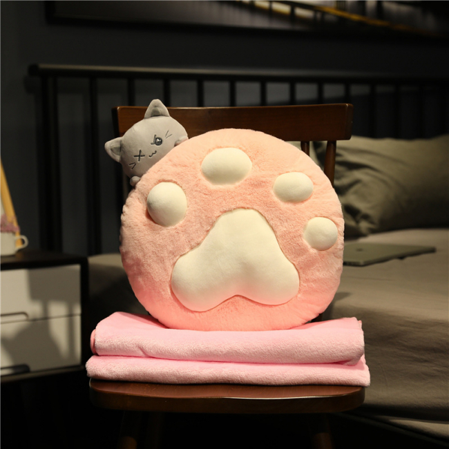 Игрушка-подушка "Котик с пледом" (розовая) 35*40см