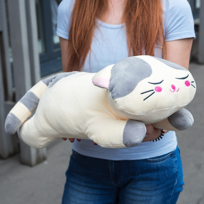 Игрушка-подушка "Котя" (серо-белый) 60см