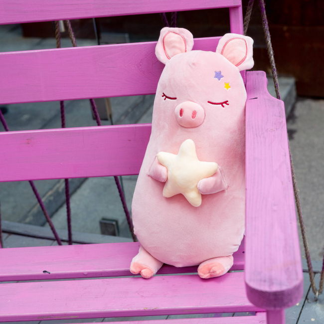 Игрушка-подушка "Свинка со звездой" (розовая)