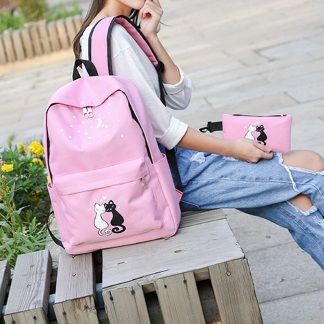 Рюкзак с комплектом "Два кота" (розовый)