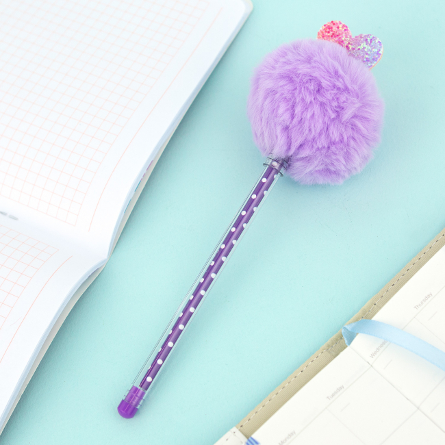 Ручка "Pom Pom" (фиолетовая с сердечком)