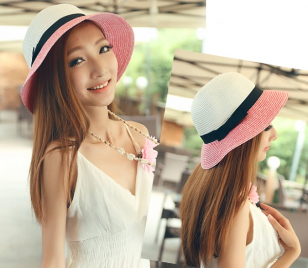 Шляпа "Summery" (белая с розовым)