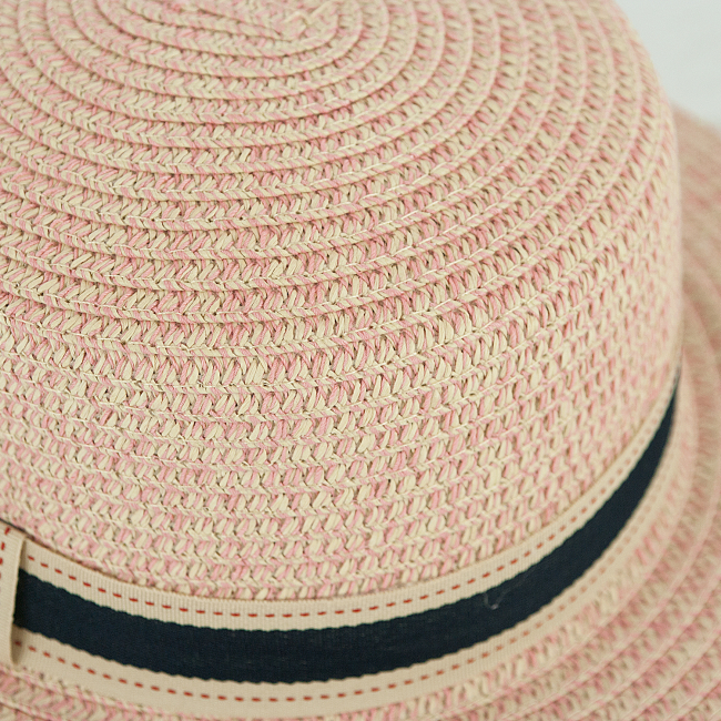 Шляпа "Плетеная с лентой" (нежно-розовая)