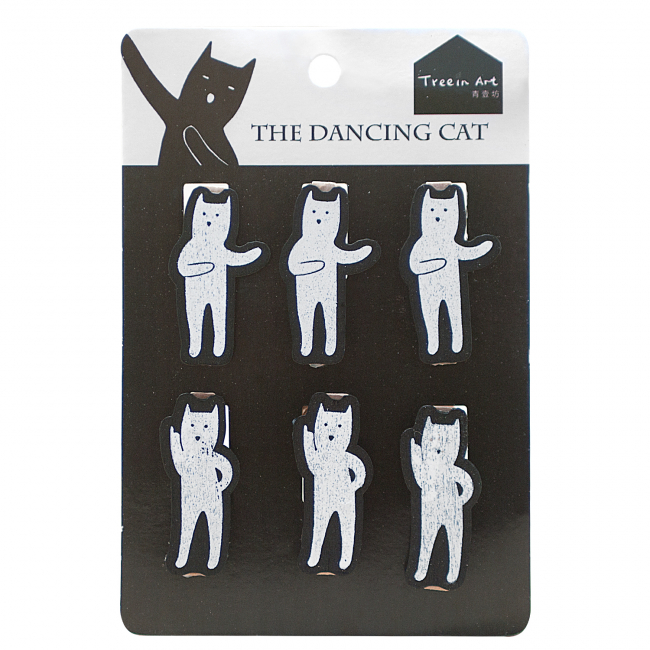 Прищепки "Коты танцующие" (белые)