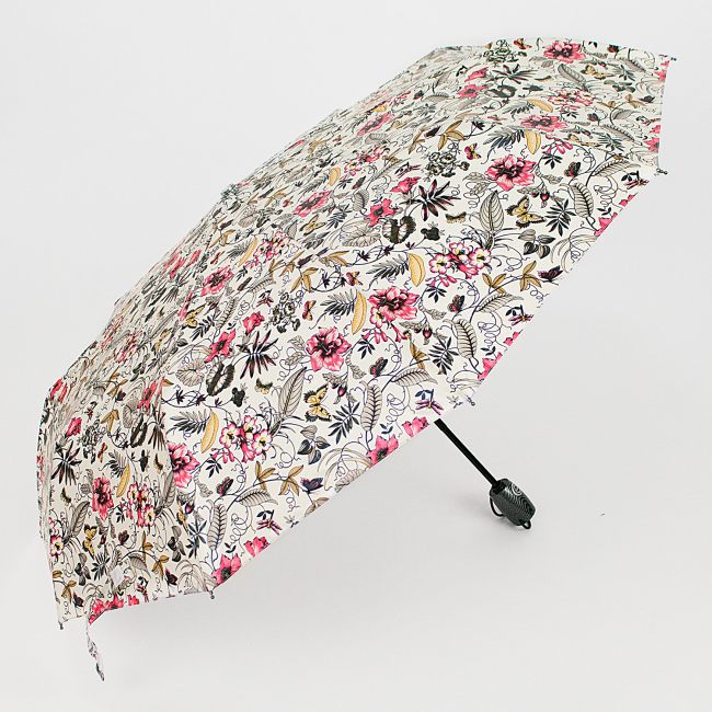 Зонт складной "Цветочный" (белый)