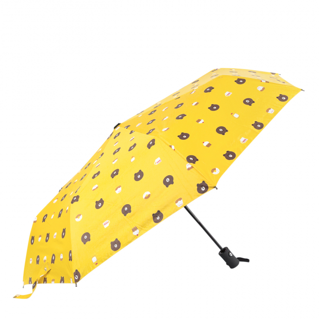 Зонт складной "Мишки и кексики" (желтый)
