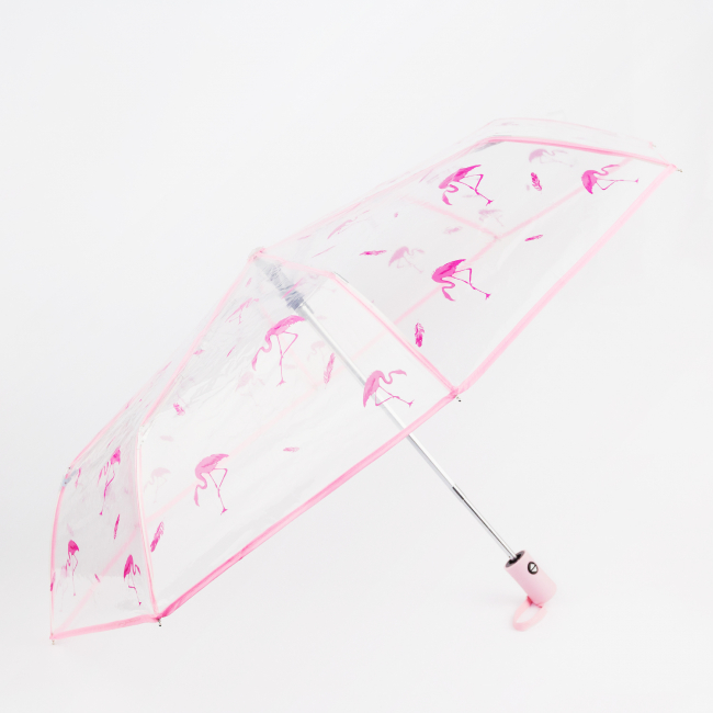 Зонт складной прозрачный "Фламинго"