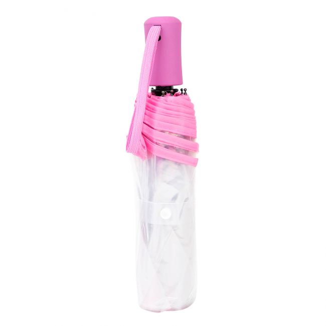 Зонт складной прозрачный (розовый)
