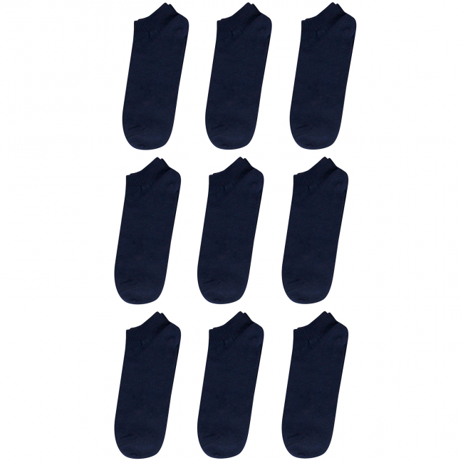 Носки мужские короткие хлопковые, набор из 9 пар (синий)