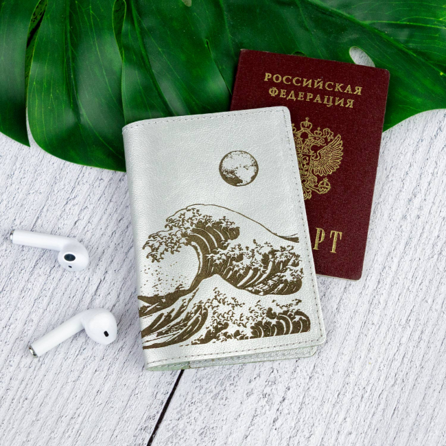 Обложка для паспорта "Волна" (кожа)
