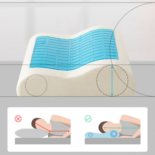 Ортопедическая подушка для сна с эффектом охлаждения и памяти Memory 30х50х10/7см