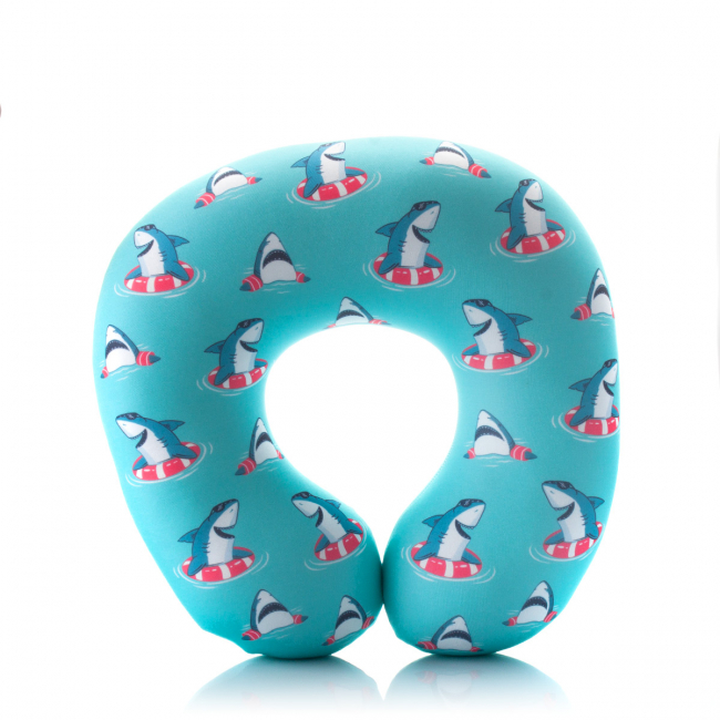 Подушка для путешествий "Акула и круг" (голубая)