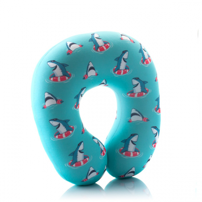 Подушка для путешествий "Акула и круг" (голубая)