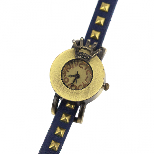 Часы на двойном ремешке "Crown" (синие)