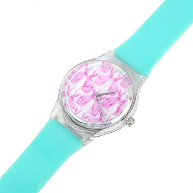Часы Tempo "Розовые кролики" (мятные)
